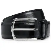 BOSS Ledergürtel "Claus-Tx-St_Sz35", Herren, Gr. 100, schwarz (schwarz 001), Leder, unifarben, Gürtel Ledergürtel, mit Logo-Gravur am Verschluss