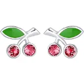 Elli Paar Ohrstecker "Ohrringe Kinder Kirsche Glas Kristalle Rot 925 Sterling Silber" Gr. 7, silber, Ohrringe, Damen, 7, Silber 925 (Sterlingsilber), Paar Ohrstecker