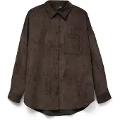 Vero Moda Hemdbluse "VMSANNE COURDEROY LS SHIRT WVN GA NOOS", Damen, Gr. S, braun (chocolate torte), Cord, Obermaterial: 90% Polyester, 8% Nylon, 2% Elasthan, unifarben, Po-bedeckend, Blusen Hemdbluse