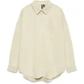 Vero Moda Hemdbluse "VMSANNE COURDEROY LS SHIRT WVN GA NOOS", Damen, Gr. L, grau (pumice stone), Cord, Obermaterial: 90% Polyester, 8% Nylon, 2% Elasthan, unifarben, Po-bedeckend, Blusen Hemdbluse