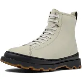 Camper BRUTUS Stiefelette aus Leder für Damen mit Schnürung, Reißverschluss und Wechselfußbett in Beige