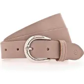 Tamaris Ledergürtel "Clara Silver", Damen, Gr. 75, grau (taupe), Rindsleder, unifarben, Basic, Gürtel Ledergürtel, mit glänzender silberfarbener Schließe, unifarben, 3 cm breit