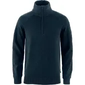 Fjällräven - Övik Lite Half Zip - Wollpullover Gr L blau