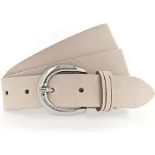 Tamaris Ledergürtel "Clara Silver", Damen, Gr. 85, beige, Rindsleder, unifarben, Basic, Gürtel Ledergürtel, mit glänzender silberfarbener Schließe, unifarben, 3 cm breit