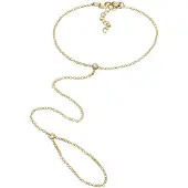 Elli Armkette "Armband Handchain mit Glas Kristalle Weiß 925 Sterling Silber" Gr. 160, gold, Armbänder, Damen, Silber 925 (Sterlingsilber), Armkette