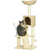 PawHut Katzen Kratzbaum 116 cm Katzenbaum mit Katzenhöhle, Katzenbett, Beige