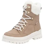 Rieker Winterboots , Damen, Gr. 41, Schurwolle, braun (camelfarben, creme), Leder, Textil, Schuhe Winterboots, Schneeboots, Winterstiefelette mit wasserabweisender R-TEX-Membran