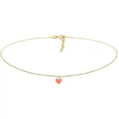 Elli Halskette Choker Herz Anhänger Emaille Liebe 925 Silber Elli Orange