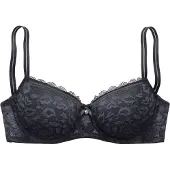 Vivance Schalen-BH , Damen, Gr. 70, Cup C, schwarz, Microtouch, Obermaterial: 63% Polyamid, 27% Polyester, 10% Elasthan, BHs Schalen-BH, aus Spitze in Leo-Optik im modischen Balconnet-Schnitt, Dessous