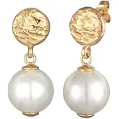 Elli Paar Ohrstecker "Ohrringe Muschelkernperle Plättchen 925 Silber vergoldet" Gr. 30, gold, Ohrringe, Damen, 30, ohne Stein, Silber 925 (Sterlingsilber), Paar Ohrstecker