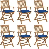 Syfax Klappbare Gartenstühle 6 Stk. mit Kissen Massivholz Akazie
