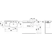 Laufen INO Waschtisch, 1 Hahnloch, ohne Überlauf, Keramikablage links, 900x450mm, H8133017161111, Farbe: Schwarz Matt