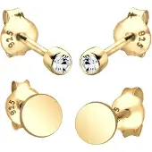 Elli Ohrstecker-Set "Ohrringe Plättchen Ohrstecker Set 925 Silber, mit Kristallen von Swarovski" Gr. 5, gold, Ohrringe, Damen, 5, Silber 925 (Sterlingsilber), Ohrstecker-Set