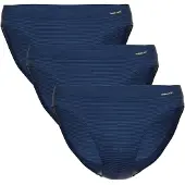 Ammann Herren Slip 3er Pack - Jazz Pants Jeans, Feinripp, Softbund, Ton-in-Ton Streifen, Baumwollmischung Dunkelblau / 2XL