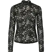 Y.A.S Langarmshirt "YASLACEY LS LACE TOP S. NOOS" Materialmix, slim fit