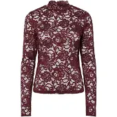Y.A.S. Damen Tops & T-Shirts Yaslacey Ls Lace Top - Bordeaux - Größe M