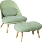 SoBuy Relaxsessel mit Hocker und Rückenkissen Fernsehsessel Hellgrün FST63-GR