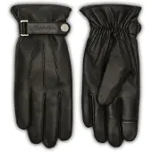 Calvin Klein Lederhandschuhe JEANS "LOGO STRAP SMOOTH LEATHER GLOVES", Herren, Gr. M, schwarz, Schafsleder, unifarben, Handschuhe Lederhandschuhe, Perfekt für den Alltag