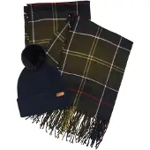 Barbour für Damen. LGS0054 Set Geschenk Mütze und Schal Dover marineblau, grün (OSFA), Lässig, Viskose