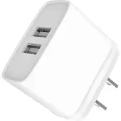 Jaym , Doppeltes Netzladegerät USB-A 12 W 2,4A US-Stecker, Weiß
