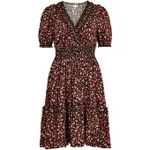 Apricot Minikleid "Mini-Kleid", Damen, Gr. S (36), N-Gr, orange, gewebt, Obermaterial: 100% Viskose CV., geblümt, V-Ausschnitt, Kleider Minikleid, mit Smokdetails und Blumenmuster