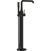 GROHE Essence Einhand-Wannenbatterie, Bodenmontage, schwenkbar, Ausladung 277mm, mit Zubehör, 25248KF1, Farbe: Phantom Black