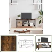 The Living Store TV-Schrank Räuchereiche 100x35x45 cm Holzwerkstoff & Eisen