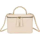 Gallantry Paris Gallantry, Gesteppte Vanity-Handtasche für Damen mit Kettenhenkel und Schulterriemen, Beige
