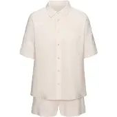 LASCANA Shorty , Damen, Gr. 34, beige (creme), Web, Obermaterial: 50% Baumwolle, 50% Viskose, unifarben, bequem kurz, V-Ausschnitt, abgesteppt, Homewear-Sets Shorty, Schöne Webqualität