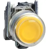 Schneider Electric XB4BP583M5EX Leuchtdrucktaster, Harmony XB4, Metall, 22mm, gelb, unbeschriftet, tastend, mit Schutzkappe, 1S, 230V AC, ATEX
