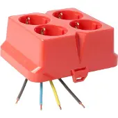 Kaiser AT2238 Steckbar Frontteil AK2, 4x Schuko, rot,, in:4pol H07V-U, 125x100x50 mm - 10 Stück