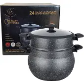 ROYAL SWISS Couscoussiere 28 cm – 12 Liter - Hochwertiger Dampftopf mit Marmorbeschichtung,