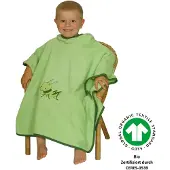 Wörner Badeponcho WÖRNER "Grashüpfer hellgrün", grün (hellgrün), L:60cm, Frottier, Hausmäntel, Badeponcho, maschinenwaschbar, trocknergeeignet