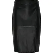 ONLY Lederimitatrock "ONLOLINE FAUX LEATHER SKIRT OTW NOOS", Damen, Gr. M (38), schwarz, Web, Obermaterial: 100% Polyester, unifarben, regular fit knielang, Röcke Lederimitatrock, Topseller
