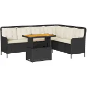 Syfax 2-tlg. Garten-Sofagarnitur mit Auflagen Schwarz Poly Rattan