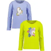 Blue Seven Langarmshirt "Langarmshirts", Mädchen, Gr. 116, bunt (m001, multipack 1), 95% Baumwolle, 5% Elasthan, normal, Rundhals, Shirts Langarmshirt