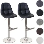 Mendler 2er-Set Barhocker HWC-A67, Barstuhl Tresenhocker, MVG- schwarz, Kunstleder
