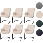 Mendler 6er-Set Freischwinger HWC-N60, Esszimmerstuhl Küchenstuhl Stuhl, Stoff/Textil creme-beige
