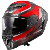 LS2 FF807 Dragon Trax Carbon Helm, carbon/rot/weiß, S (55/56)