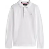 Tommy Hilfiger Poloshirt "REG POLO LS", Jungen, Gr. 10 (140), weiß, Single Jersey, Obermaterial: 100% Baumwolle, unifarben, regular fit, Rippbündchen, Shirts Poloshirt, mit Logostickerei
