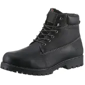 Dockers Winterboots BY GERLI, Herren, Gr. 50, schwarz, Leder, Schuhe Winterboots, Workerboots, Schnürstiefel mit Blockabsatz