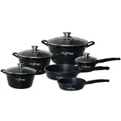 Cheffinger 10-teiliges Kochtopfset - schwarz