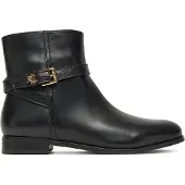 Ralph Lauren für Damen. 802967768001 Brooke II Knöchelstiefel aus brüniertem Leder schwarz (36), Wohnung, Reißverschluss, Lässig