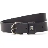 Tommy Hilfiger Ledergürtel "ESSENTIAL EFFORTLESS 2.5 cm breit SILVER" Einfachdornschließe, Metallemblem