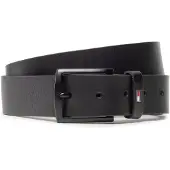 Tommy Hilfiger Ledergürtel "Denton Matte 3,5 cm breit", Herren, Gr. 85, schwarz, Leder, Gürtel Ledergürtel, mit mattschwarzer Schnalle