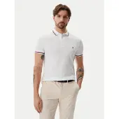 Tommy Hilfiger Poloshirt "TIPPED SLIM FIT POLO", Herren, Gr. L, weiß, Jersey, Obermaterial: 96% Baumwolle, 4% Elasthan, slim fit, Shirts Poloshirt, mit Kontrast-Details