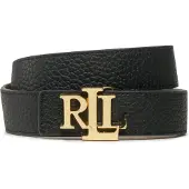 Ralph Lauren für Damen. 412912039001 Beidseitig tragbarer Gürtel aus schwarzem genarbtem Leder (M), Braun, Lässig