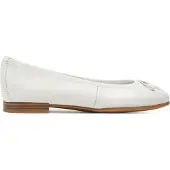 Tamaris Ballerina , Damen, Gr. 36, Textil, weiß, Leder, unifarben, Schuhe Ballerina, Flats, Slipper, Businessschuh mit dekorativer Schleife