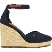 Tommy Hilfiger Damen Wedge Sandalen Flag Closed Toe mit Knöchelriemen, Blau (Spa