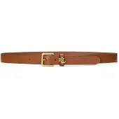 Ralph Lauren für Damen. 412968763002 Schmaler Ledergürtel mit braunem Logo (M), Lässig